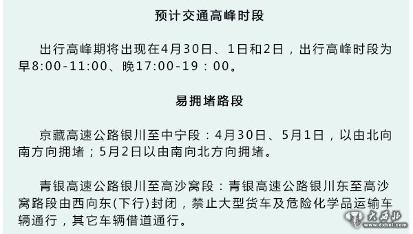 宁夏高速交警发布五一出行提示